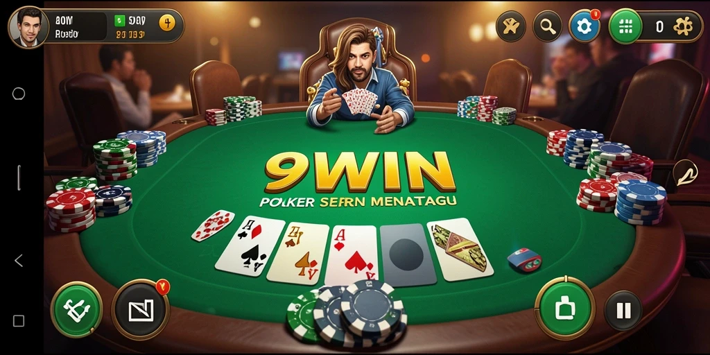 Screenshot gameplay 9WIN menampilkan pemain Poker yang sedang beradu strategi.