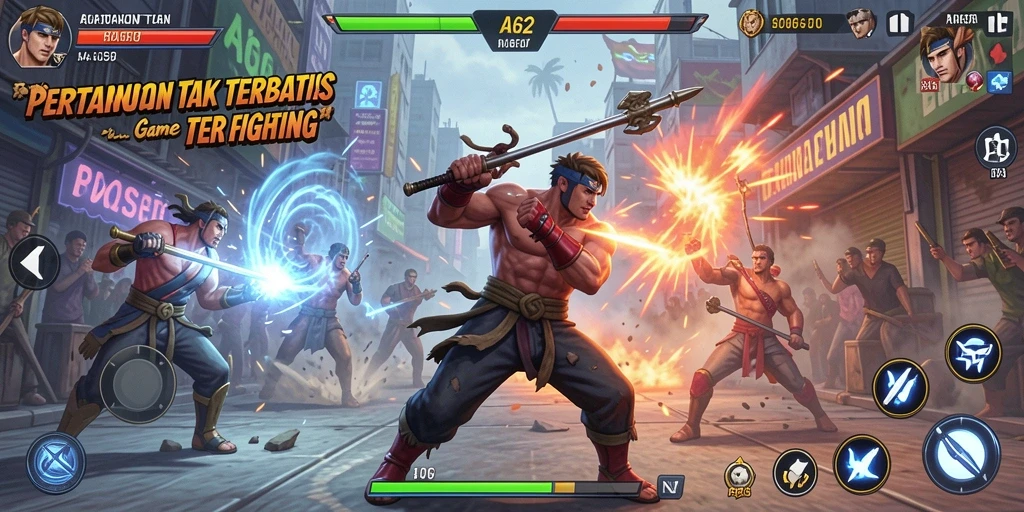 Gameplay seru dan penuh aksi dalam AA62, menunjukkan pertarungan intens.