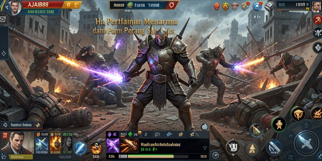 Screenshot utama AJAIB88 menampilkan aksi seru dalam pertahanan menara.