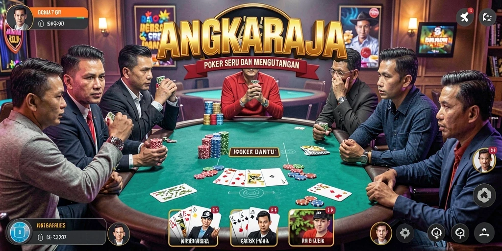Tampilan gameplay seru di ANGKARAJA saat bermain Poker.