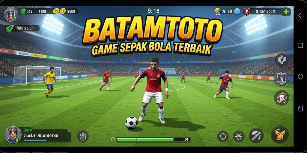 Tampilan gameplay seru dari BATAMTOTO dengan aksi sepak bola nyata.