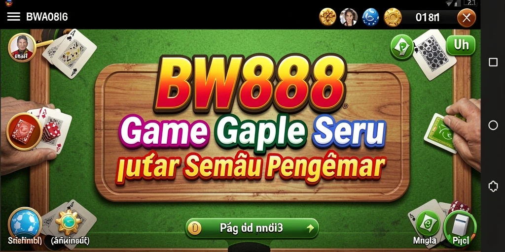 Tangkapan layar BW888 yang menunjukkan aksi seru permainan Gaple.
