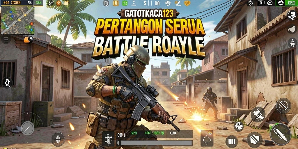 Tangkapan layar menampilkan aksi intens dalam GATOTKACA123 Battle Royale.