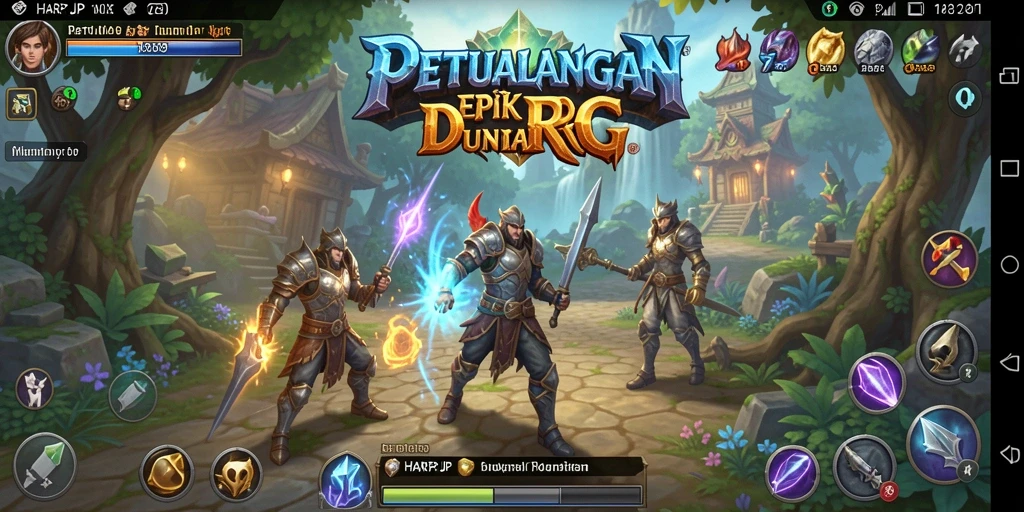 Tampilan gameplay mendebarkan di dunia RPG yang kaya.