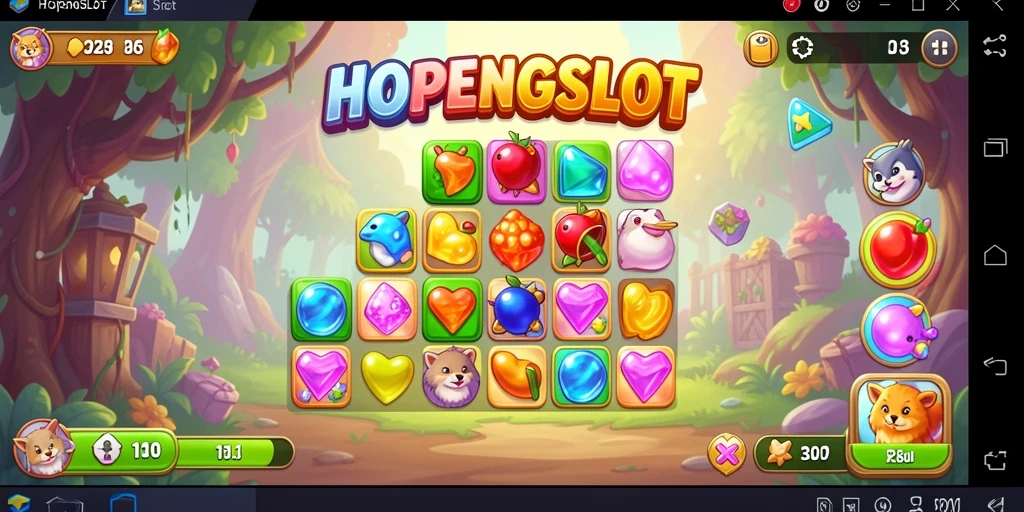 Tampilan gameplay HOPENGSLOT dengan karakter dan simbol penuh warna.