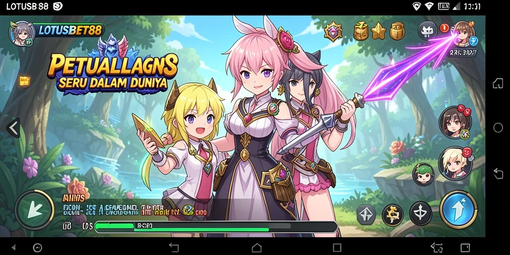 Tampilan menarik dari gameplay LOTUSBET88 dengan karakter Anime.