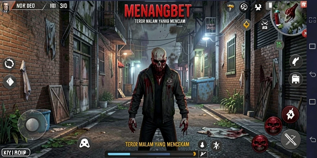 Tangkapan layar MENANGBET menampilkan suasana tegang dan menakutkan saat gameplay.