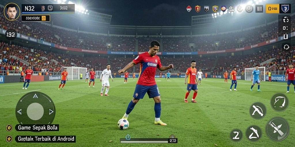 Gameplay N32 yang menegangkan dengan aksi sepak bola nyata.