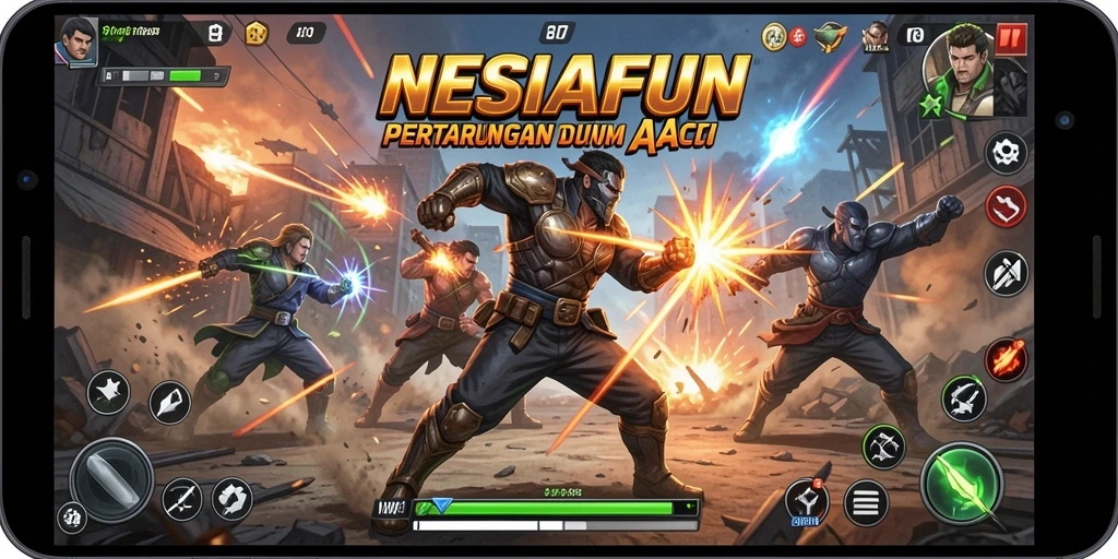 Tampilan gameplay action yang intens di NESIAFUN, siap untuk bertarung.