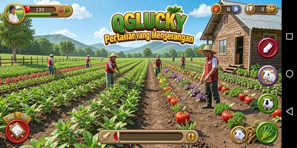 Tampilan menarik gameplay pertanian di QGLUCKY