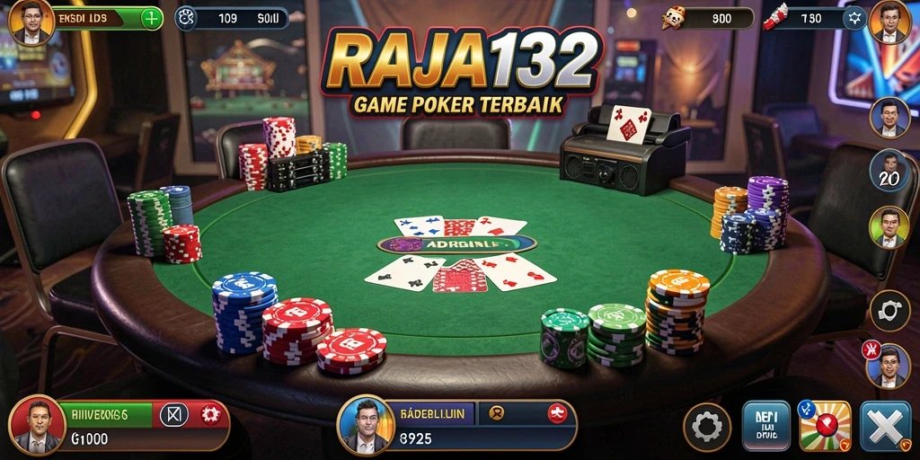 Tampilan gameplay RAJA132 dengan suasana poker yang mendebarkan.