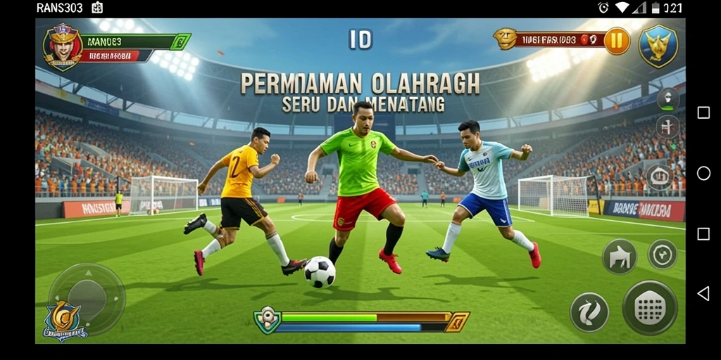 Gameplay RANS303 menampilkan aksi olahraga yang seru dan kompetitif.