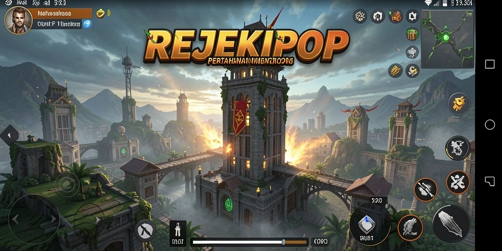 Tampilan menara dan strategi pertahanan di REJEKIPOP.