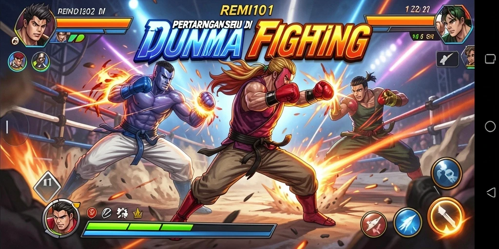 Tampilan pertarungan seru dari game REMI101 dengan grafis menakjubkan.
