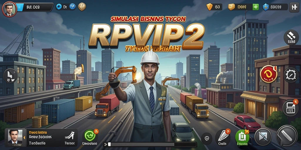 Tampilan gameplay RPVIP2 dengan strategi bisnis yang mendebarkan.