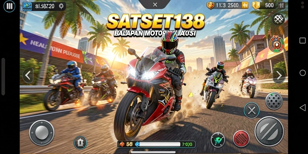 Screenshot SATSET138 yang menampilkan aksi balapan motor seru.