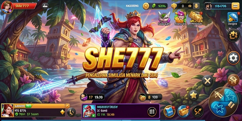 Tampilan screenshot SHE777 menampilkan gameplay simulasi yang mendalam.