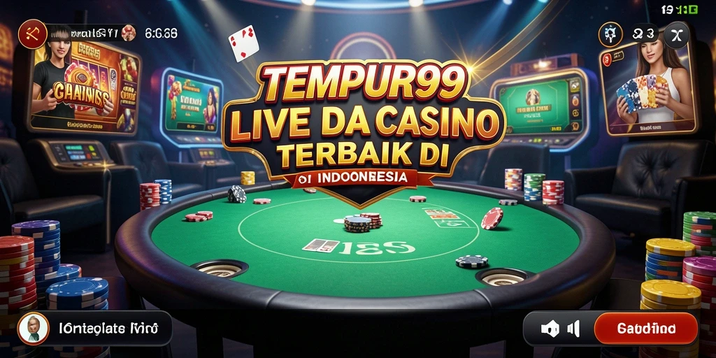 Screenshot gameplay TEMPUR99 menampilkan dealer dan pemain dalam sesi Live Casino.