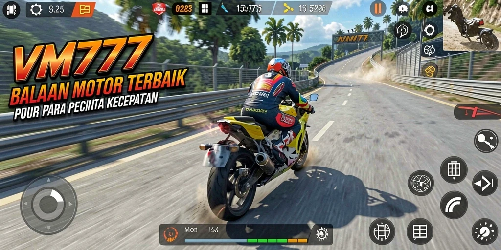 Screenshot VM777 menampilkan balapan motor yang mendebarkan dengan grafis menawan.